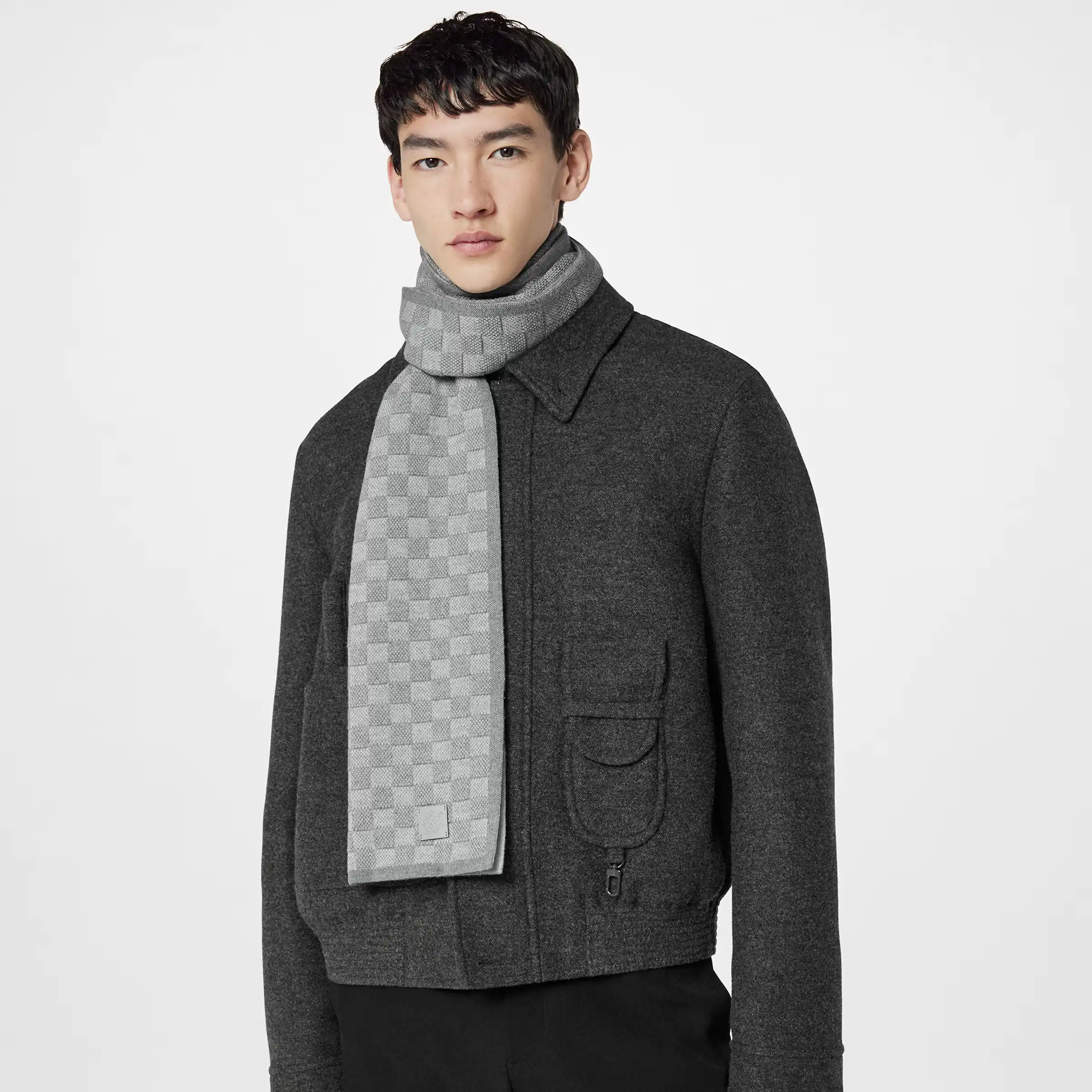 Cheap Louis Vuitton Light Grey M77989 Néo Petit Damier Scarf 0126