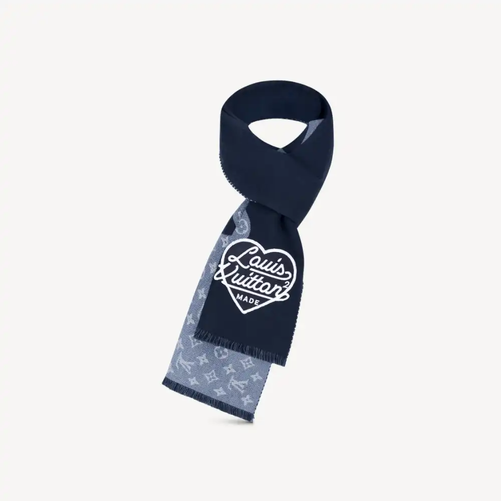 Cheap Louis Vuitton x Nigo MP3255 Monogram Drip Blue Scarf 0128