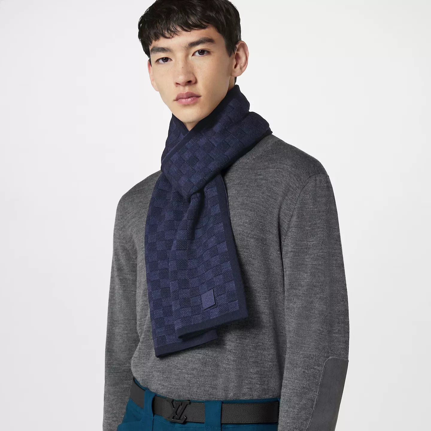 Cheap Louis Vuitton Navy M77987 Néo Petit Damier Scarf 0115