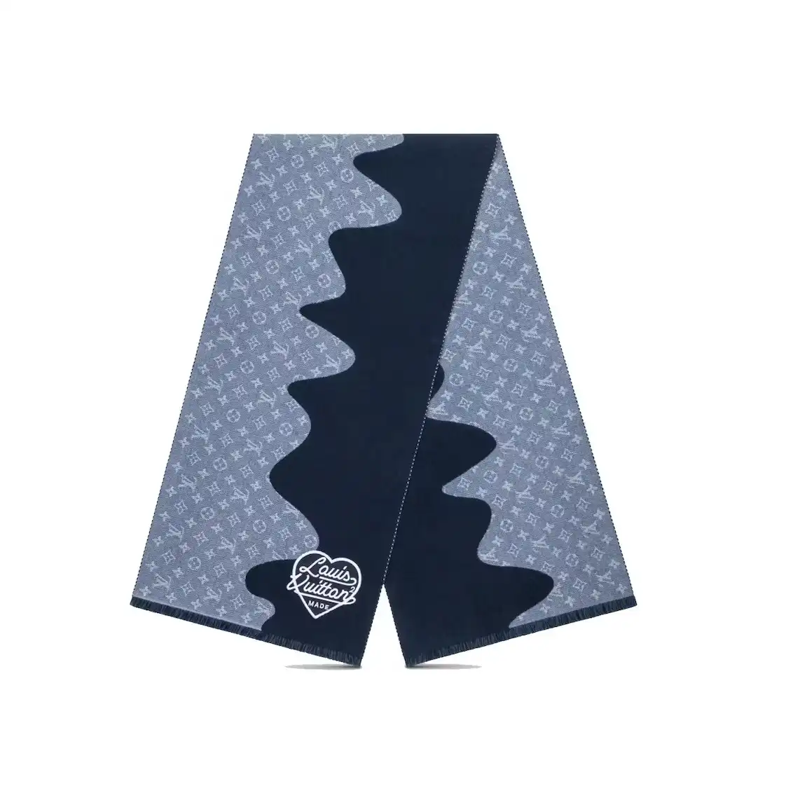 Cheap Louis Vuitton x Nigo MP3255 Monogram Drip Blue Scarf 0128