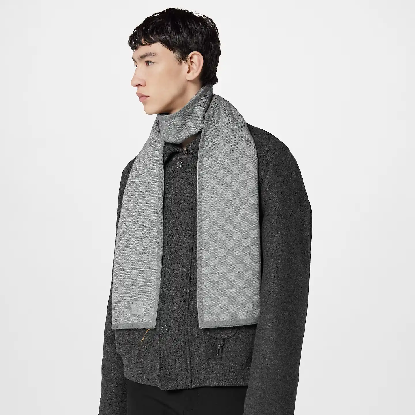 Cheap Louis Vuitton Light Grey M77989 Néo Petit Damier Scarf 0126