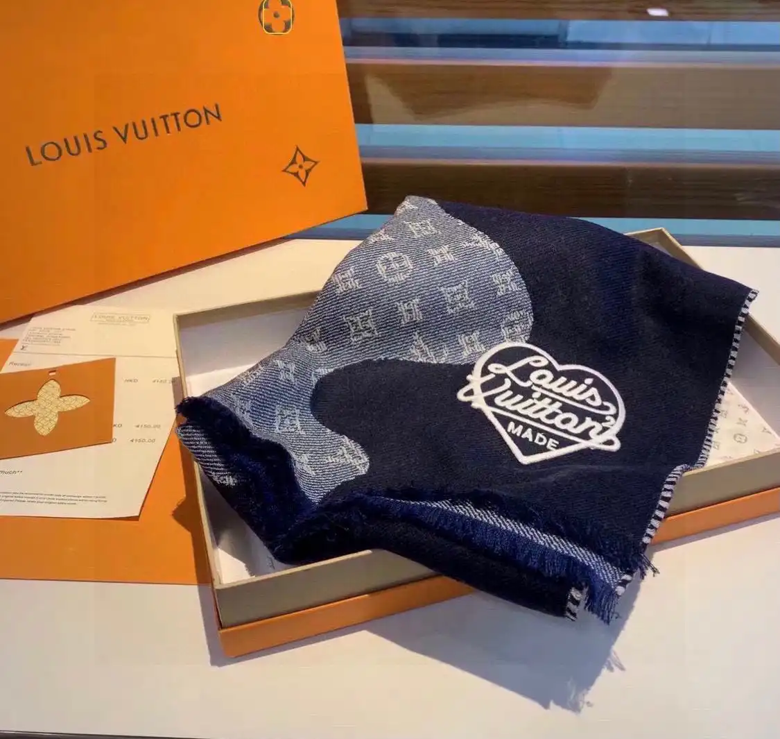 Cheap Louis Vuitton x Nigo MP3255 Monogram Drip Blue Scarf 0128