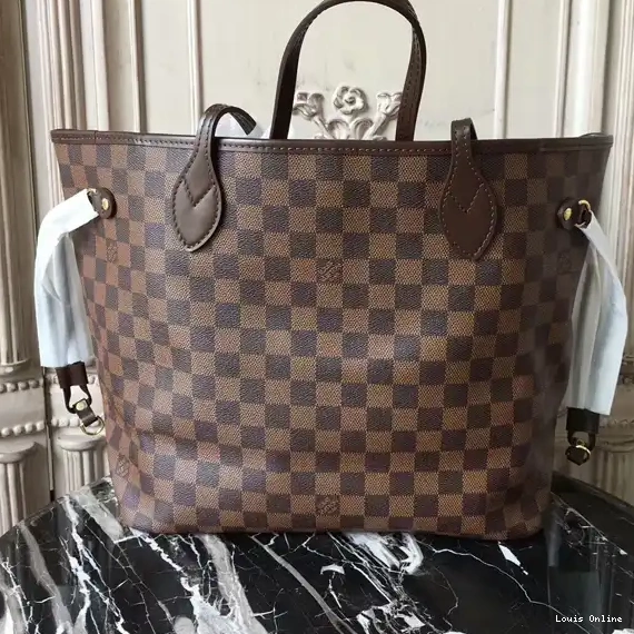 Cheap Damier Louis Ebene Bag Canvas Neverfull N41603 Vuitton MM Shoulder 0212